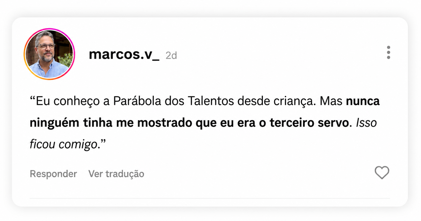 Comentário de leitor sobre O Talento Enterrado