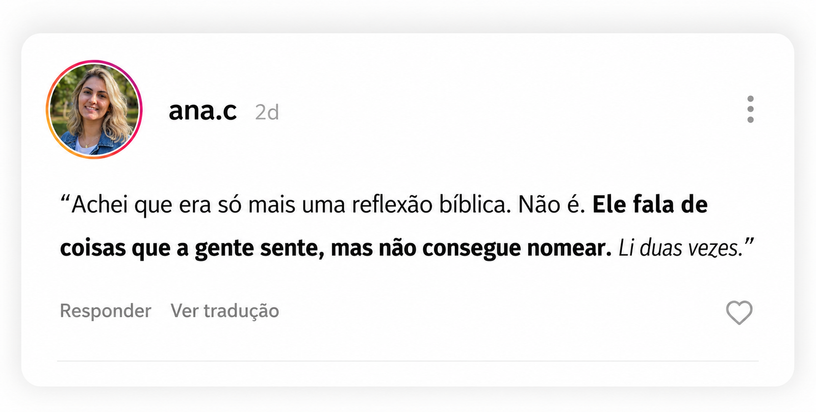 Comentário de leitora sobre O Talento Enterrado
