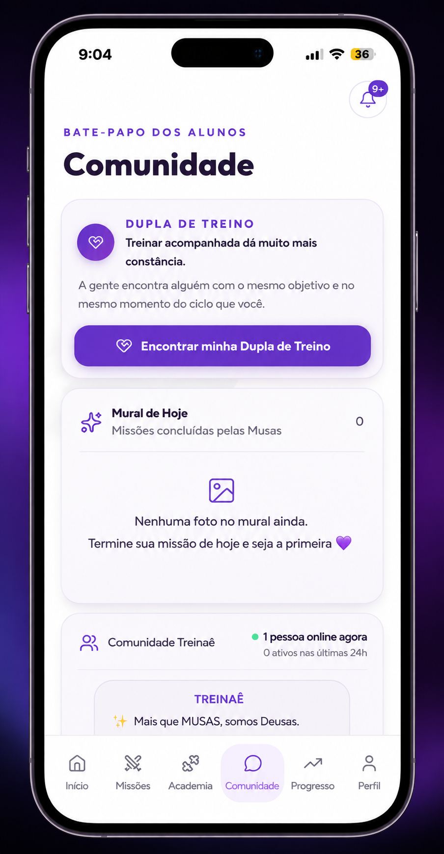 Comunidade e dupla de treino do TREINAÊ